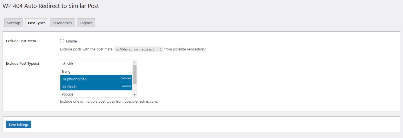 Cài đặt plugin loại bỏ post types không liên quan